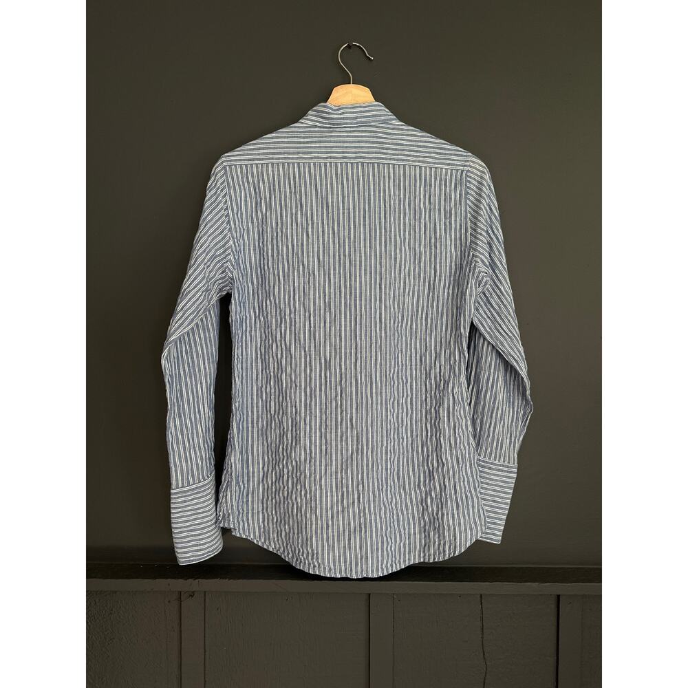 Nili Lotan NL Blue and White Pinstripe Pocket Buttoned Shirt Blouse Size Small - Picture 5 of 7